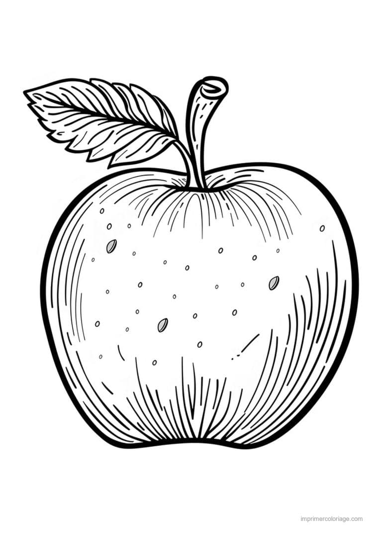 coloriage pomme petite pomme gravee - dessin gratuit &agrave; imprimer