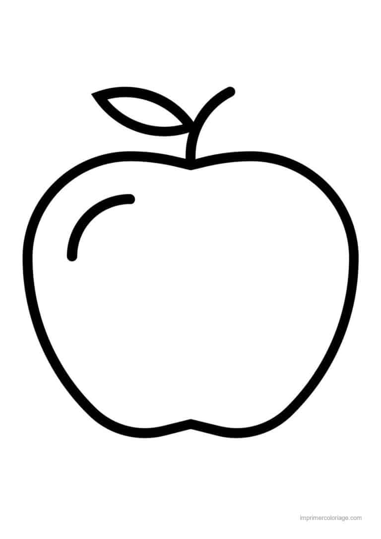 coloriage pomme pomme au trait epais 2 - dessin gratuit &agrave; imprimer