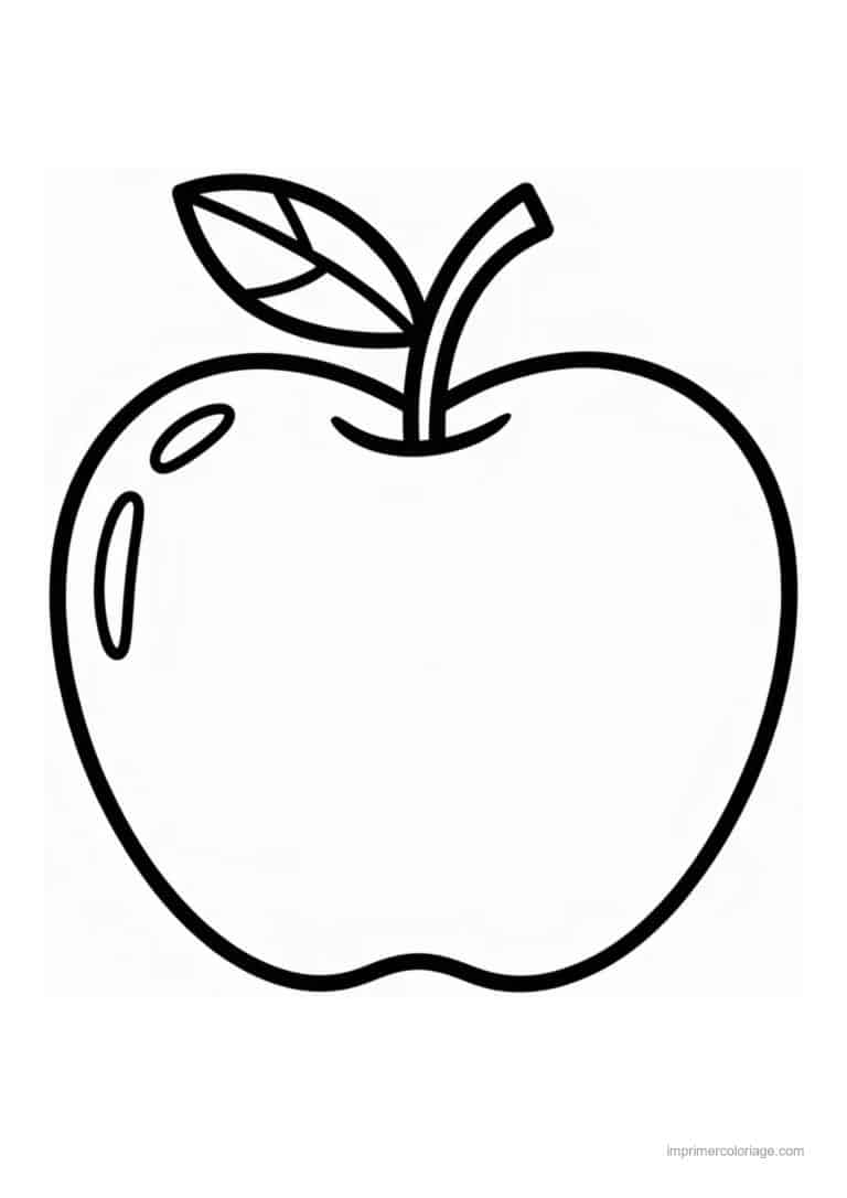 coloriage pomme pomme au trait epais - dessin gratuit &agrave; imprimer