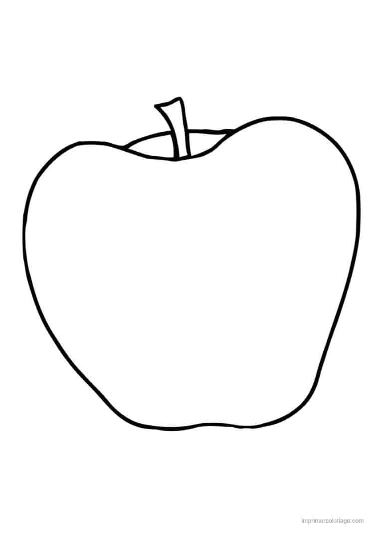 coloriage pomme pomme au trait simple - dessin gratuit &agrave; imprimer