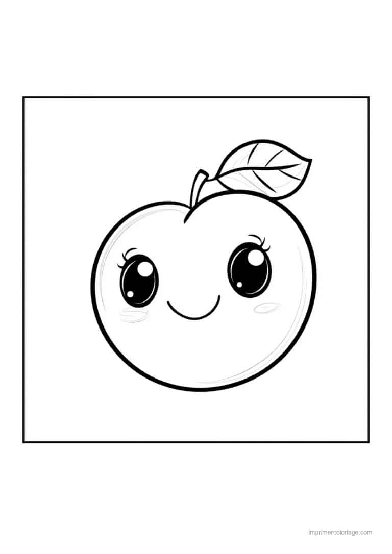 coloriage pomme pomme aux yeux brillants - dessin gratuit &agrave; imprimer