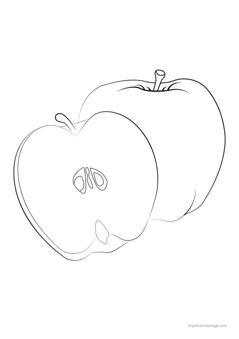 coloriage pomme pomme entiere et coupee 3 - dessin gratuit &agrave; imprimer
