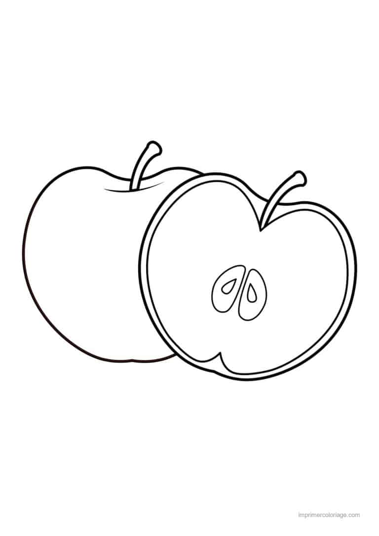 coloriage pomme pomme entiere et coupee 4 - dessin gratuit &agrave; imprimer
