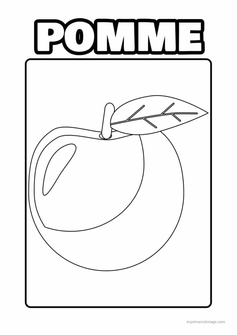 coloriage pomme pomme et sa feuille 2 - dessin gratuit &agrave; imprimer