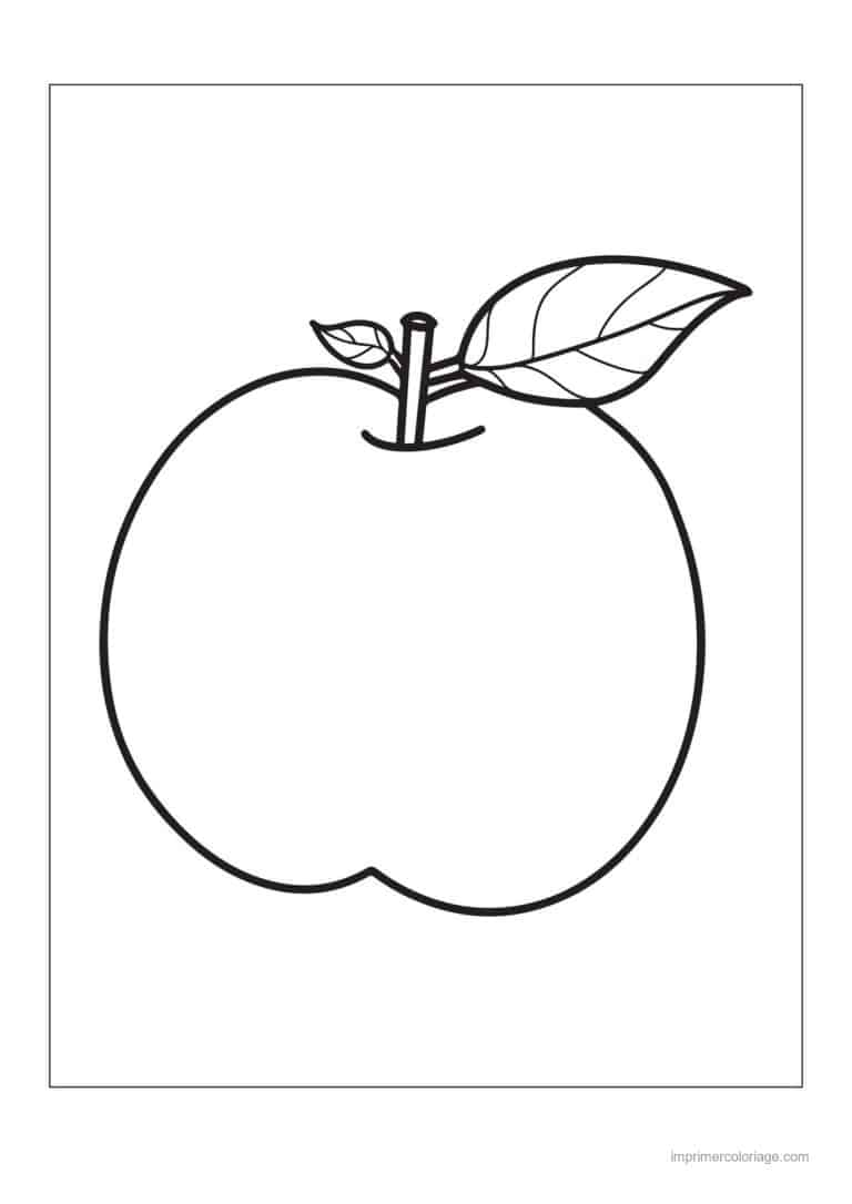 coloriage pomme pomme et sa feuille - dessin gratuit &agrave; imprimer