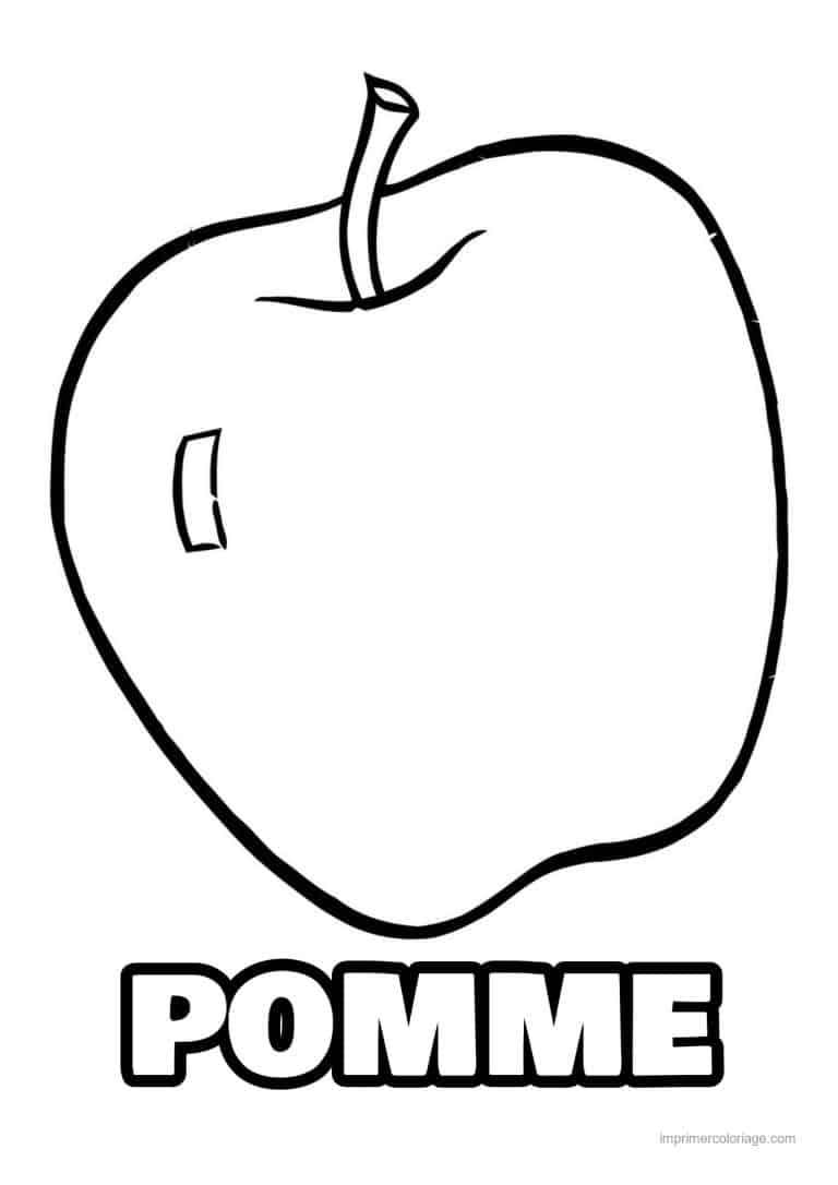 coloriage pomme pomme et sa tige - dessin gratuit &agrave; imprimer