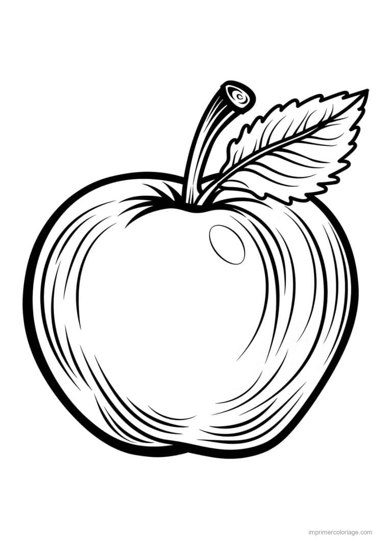 coloriage pomme pomme et ses feuilles 125 - dessin gratuit &agrave; imprimer