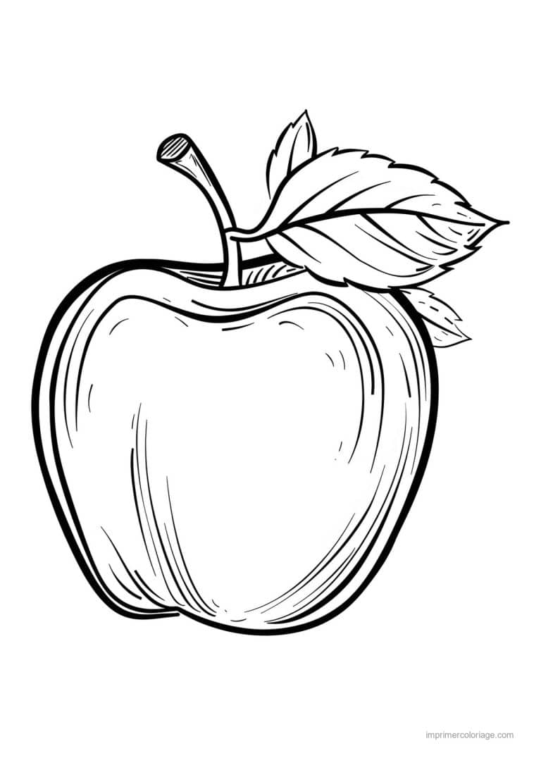 coloriage pomme pomme et ses feuilles 131 - dessin gratuit &agrave; imprimer