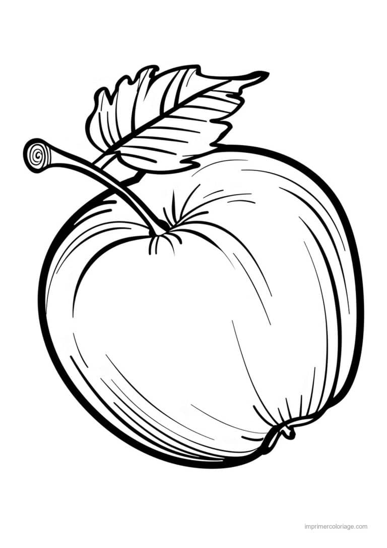 coloriage pomme pomme et ses feuilles 40 - dessin gratuit &agrave; imprimer