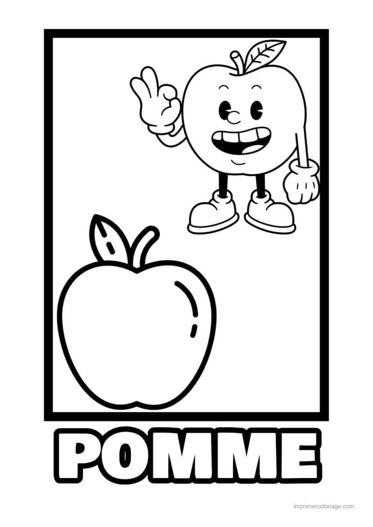 coloriage pomme pomme et son personnage - dessin gratuit &agrave; imprimer
