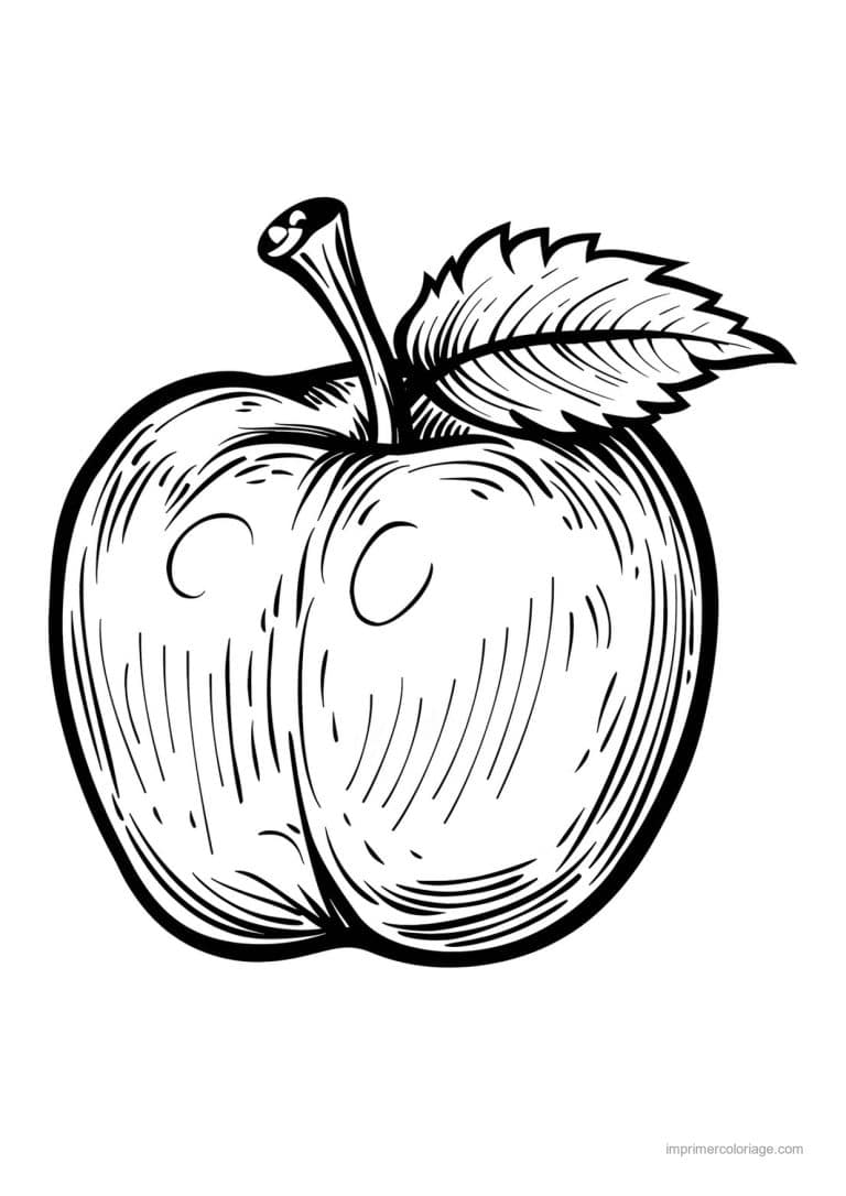 coloriage pomme pomme gravee 143 - dessin gratuit &agrave; imprimer