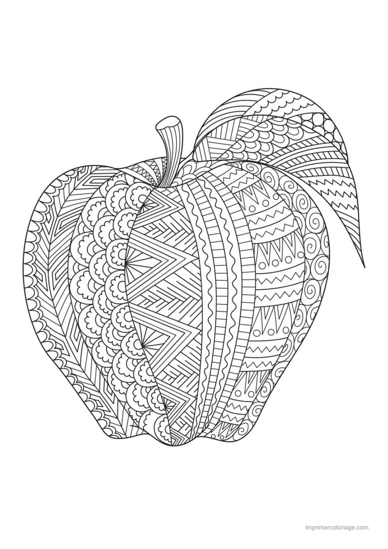 coloriage pomme pomme mandala - dessin gratuit &agrave; imprimer
