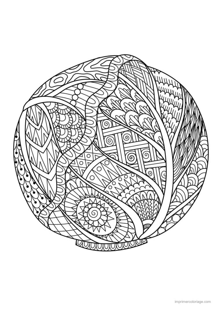 coloriage pomme pomme ronde mandala - dessin gratuit &agrave; imprimer