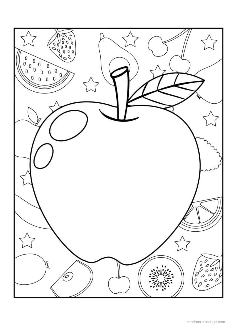 coloriage pomme pomme sur fond motif 2 - dessin gratuit &agrave; imprimer