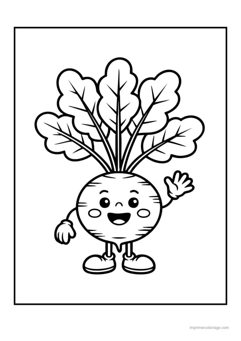 coloriage radis navet betterave betterave kawaii en baskets - dessin gratuit &agrave; imprimer