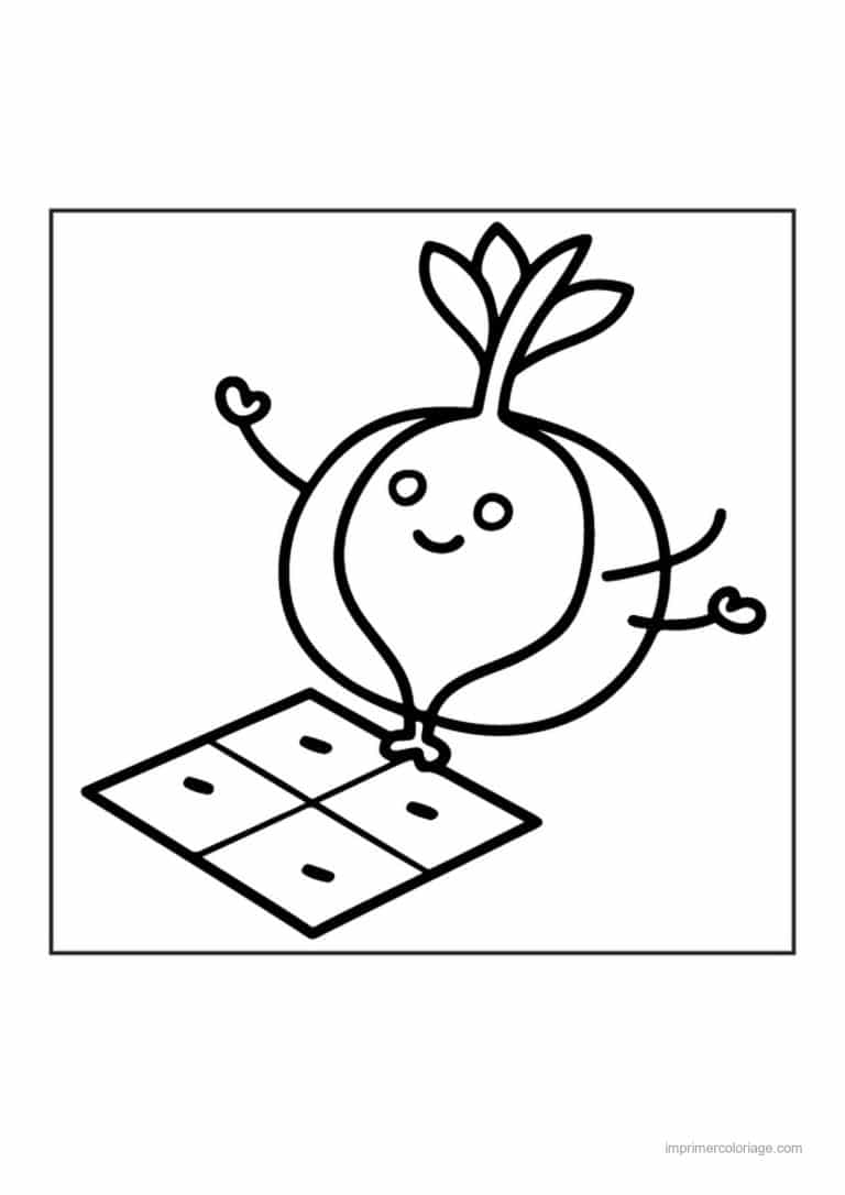 coloriage radis navet betterave betterave kawaii sur un tapis - dessin gratuit &agrave; imprimer