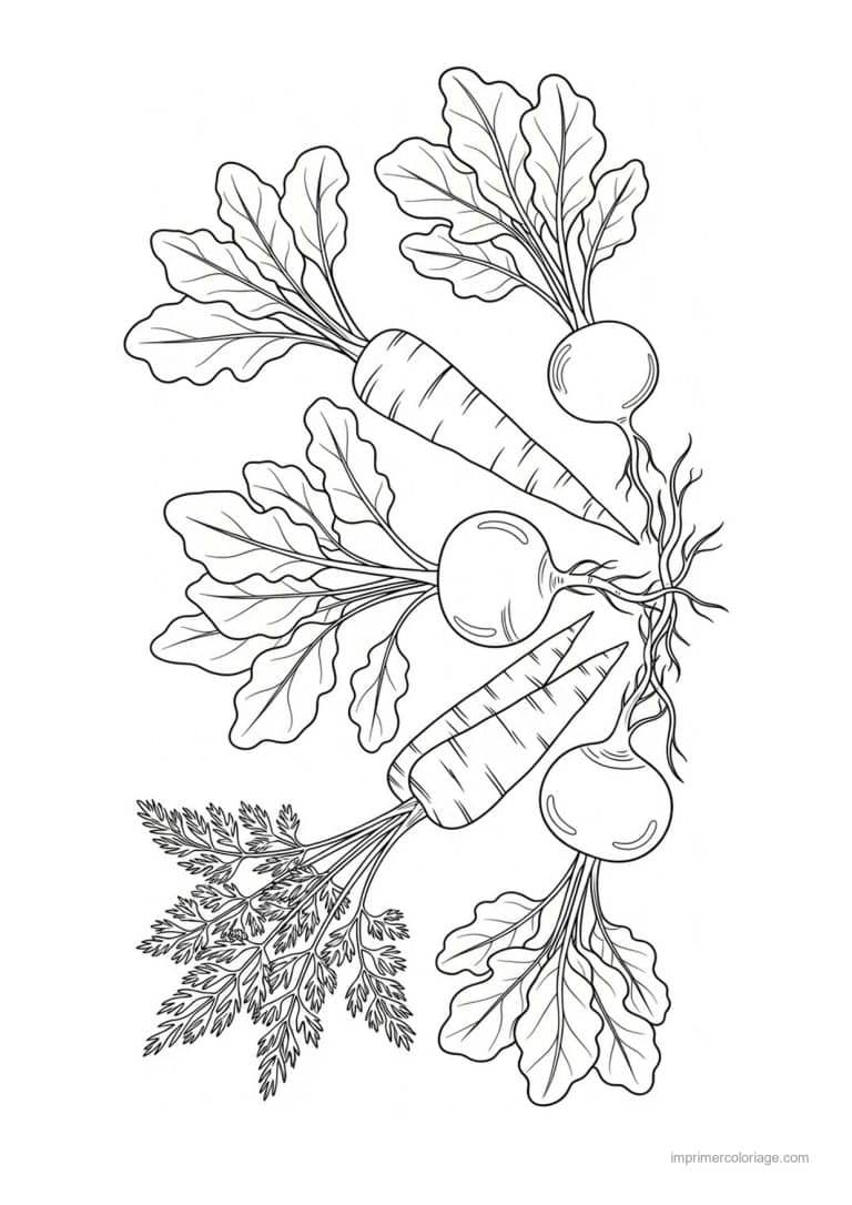 coloriage radis navet betterave carottes radis et navets - dessin gratuit &agrave; imprimer