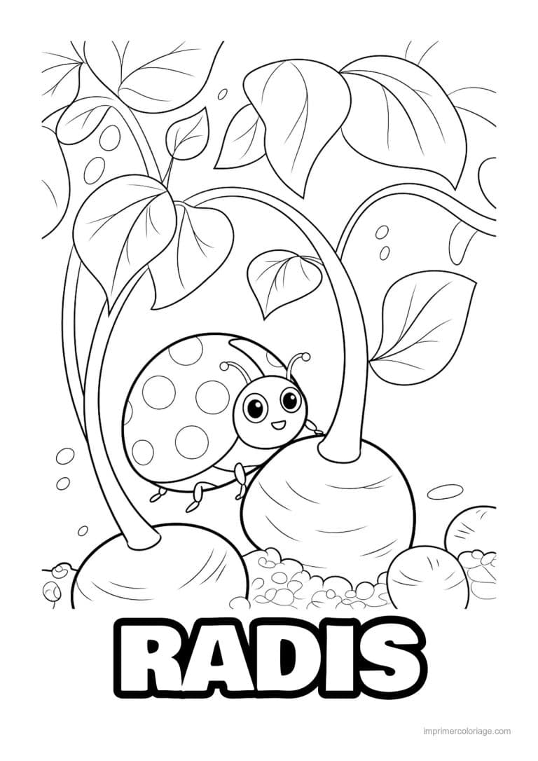 coloriage radis navet betterave navet et ses feuilles - dessin gratuit &agrave; imprimer