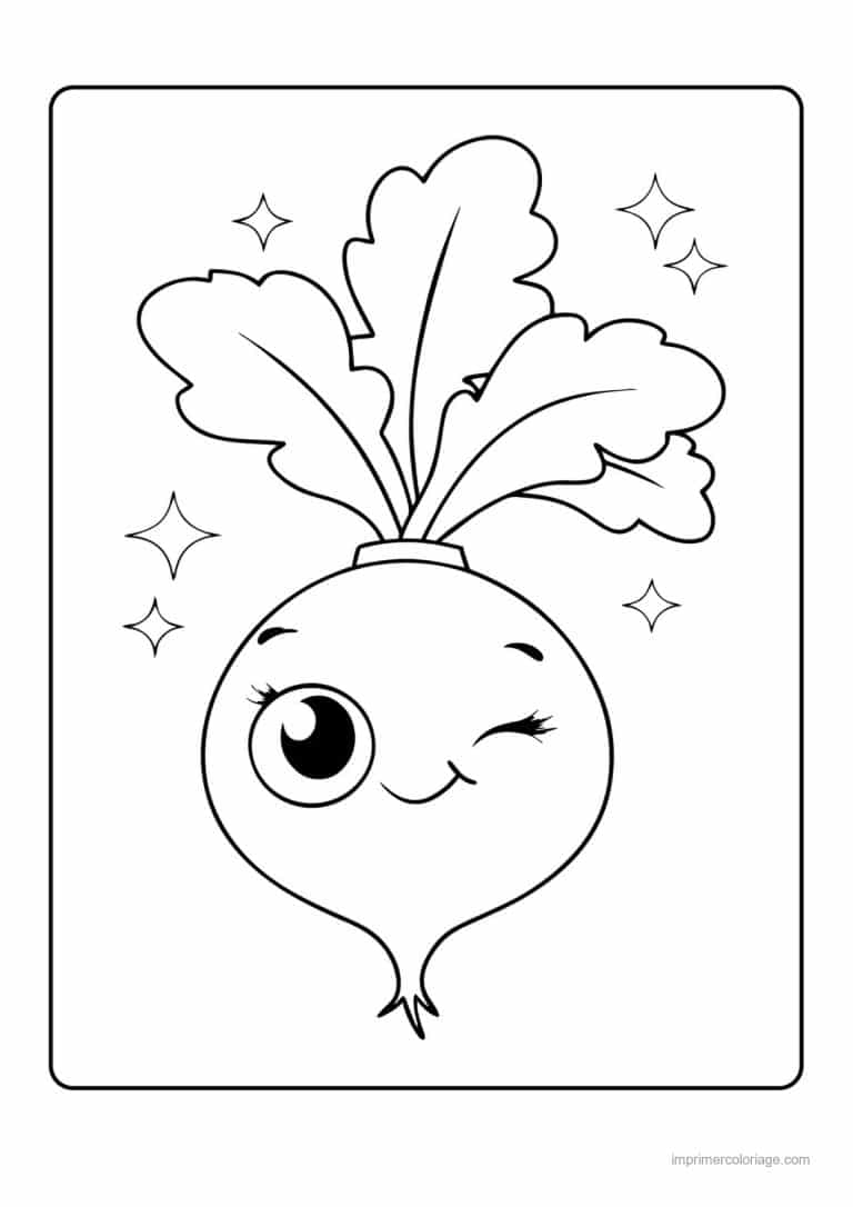 coloriage radis navet betterave radis kawaii clin d oeil - dessin gratuit &agrave; imprimer