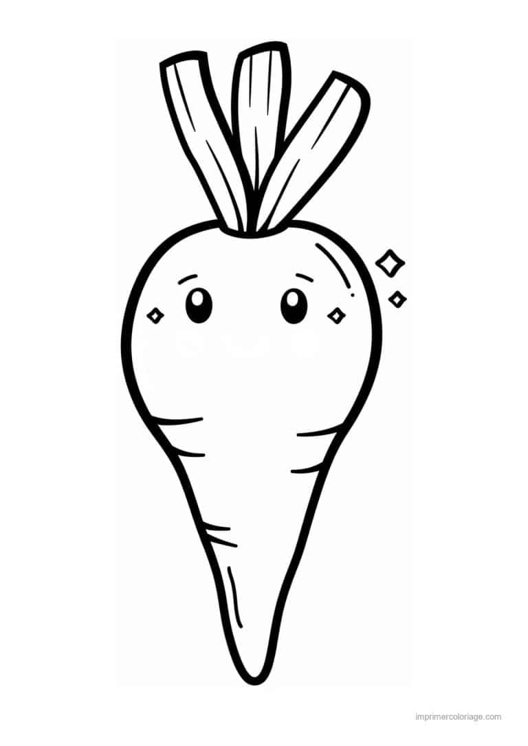 coloriage radis navet betterave radis kawaii pointu - dessin gratuit &agrave; imprimer