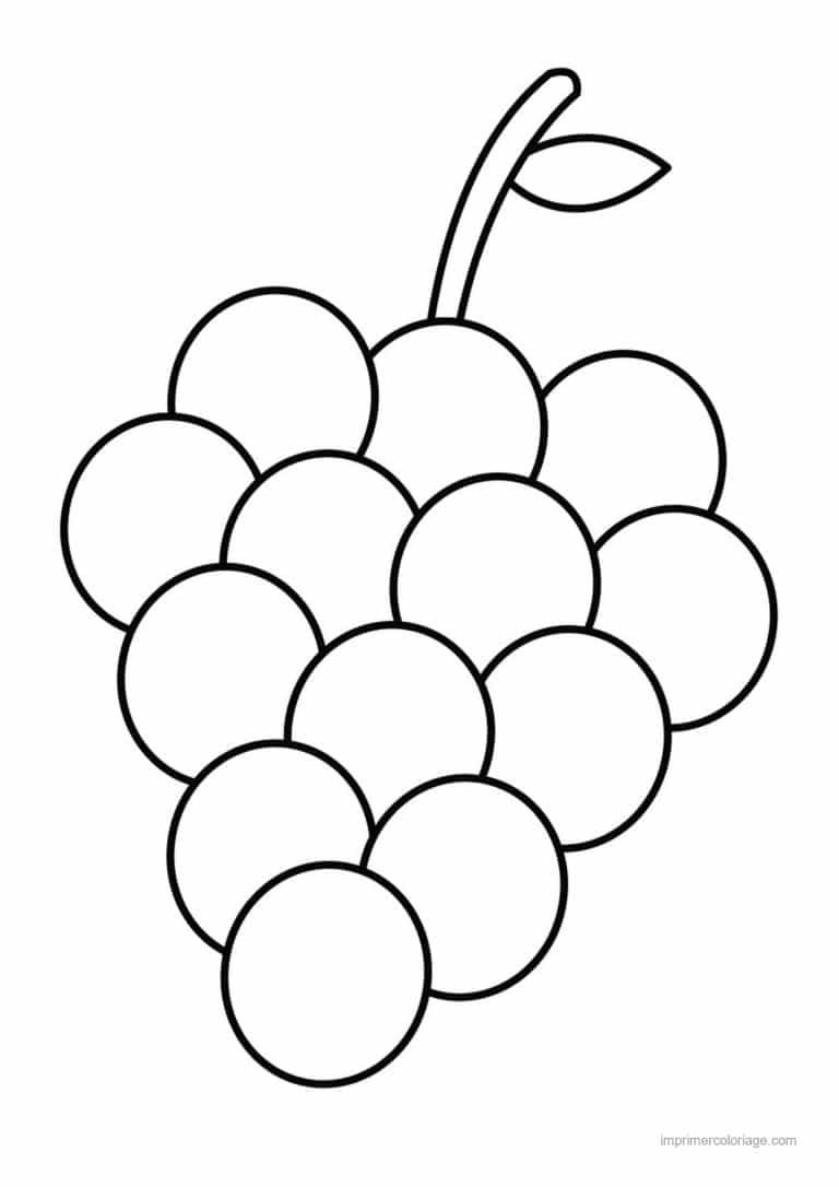 coloriage raisin grappe de raisin au trait simple - dessin gratuit &agrave; imprimer