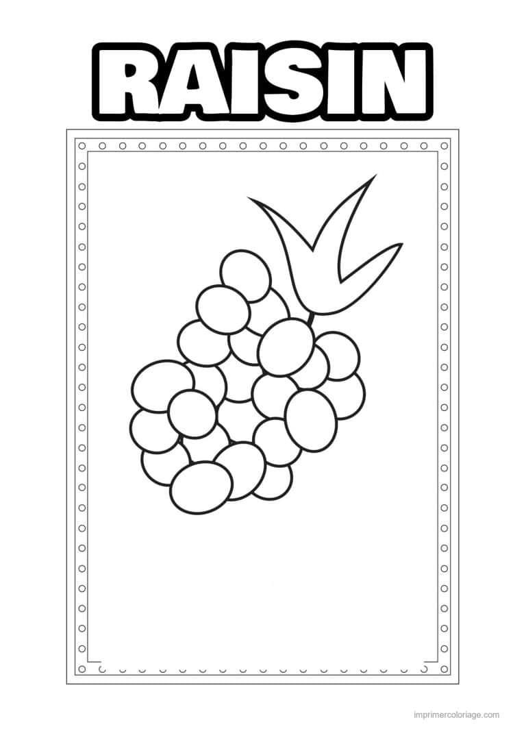 coloriage raisin grappe de raisin encadree - dessin gratuit &agrave; imprimer