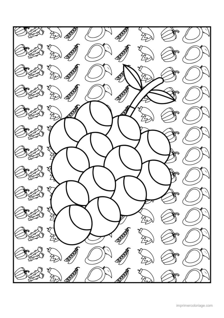 coloriage raisin grappe de raisin et sa feuille 4 - dessin gratuit &agrave; imprimer