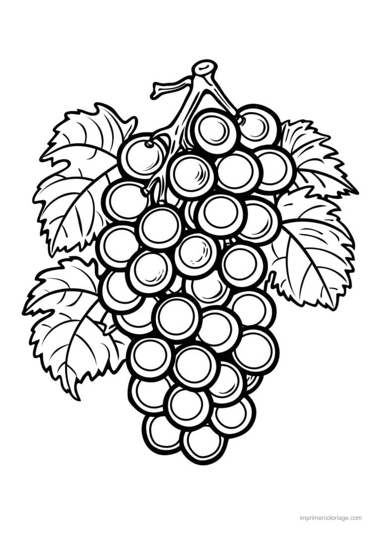 coloriage raisin grappe de raisin gravee 99 - dessin gratuit &agrave; imprimer
