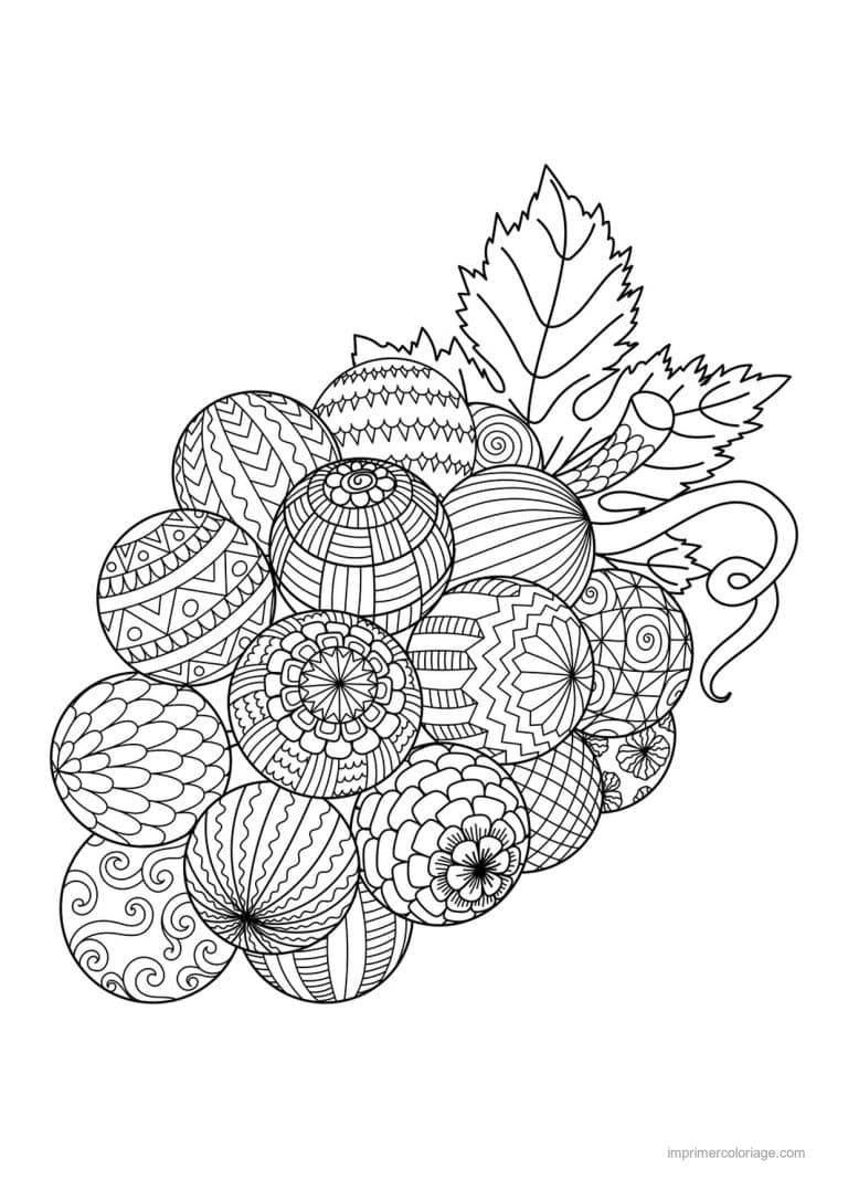 coloriage raisin grappe de raisin mandala - dessin gratuit &agrave; imprimer