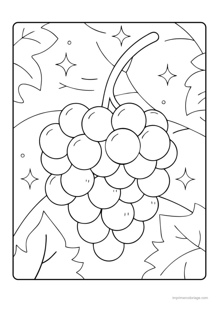 coloriage raisin grosse grappe de raisin etoilee - dessin gratuit &agrave; imprimer