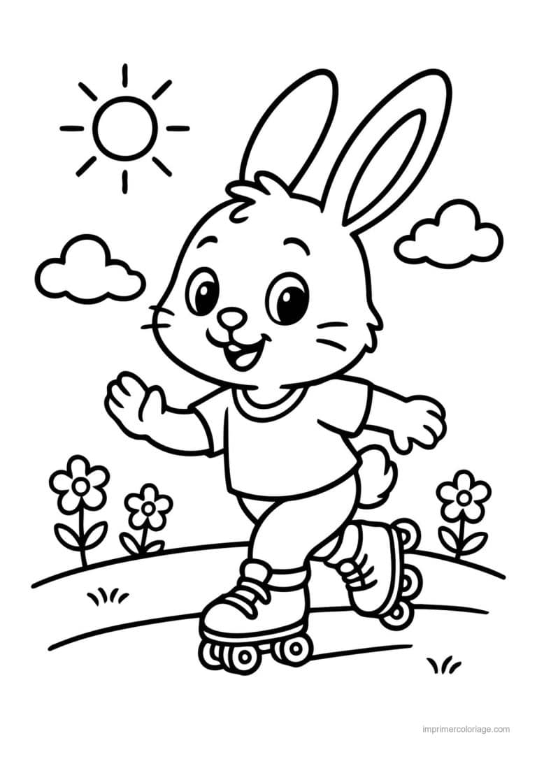 coloriage roller lapin rollers - dessin gratuit &agrave; imprimer