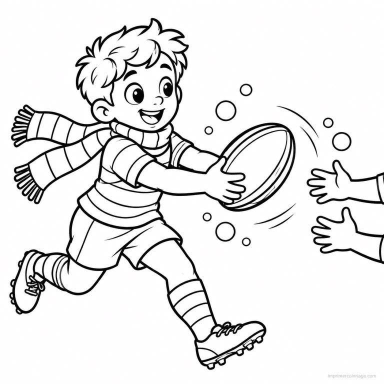 coloriage rugby cute joueur echarpe passe - dessin gratuit &agrave; imprimer
