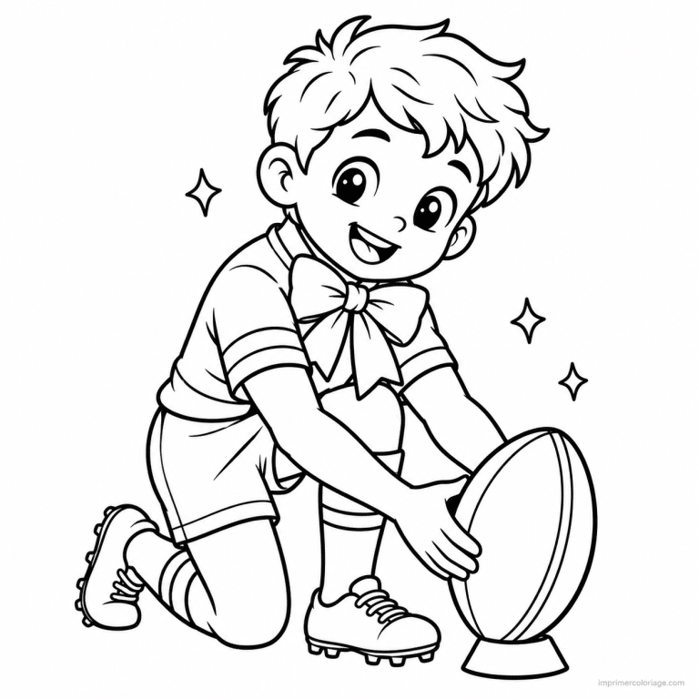 coloriage rugby cute joueur noeud tir - dessin gratuit &agrave; imprimer