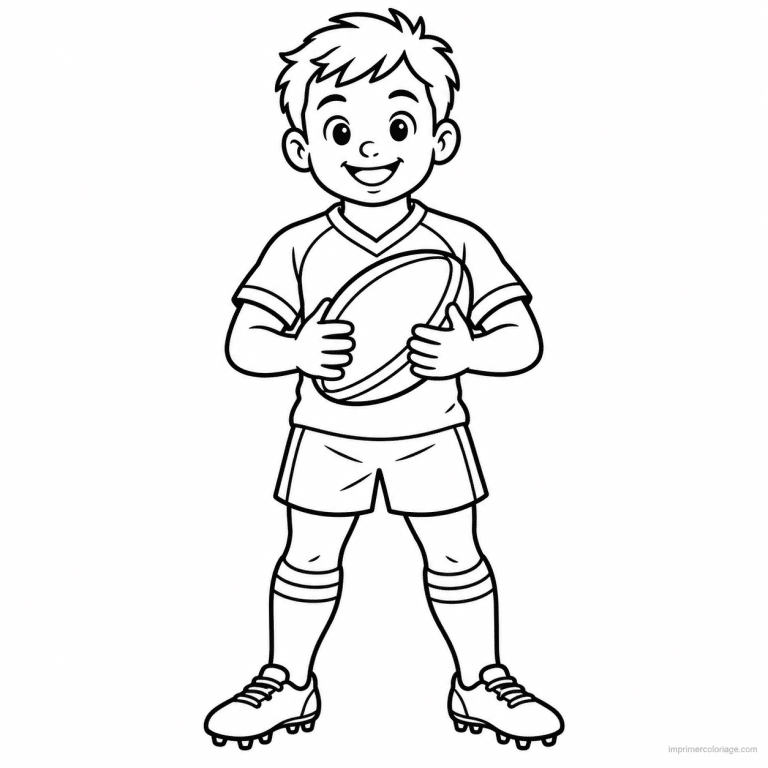 coloriage rugby simple joueur ballon - dessin gratuit &agrave; imprimer