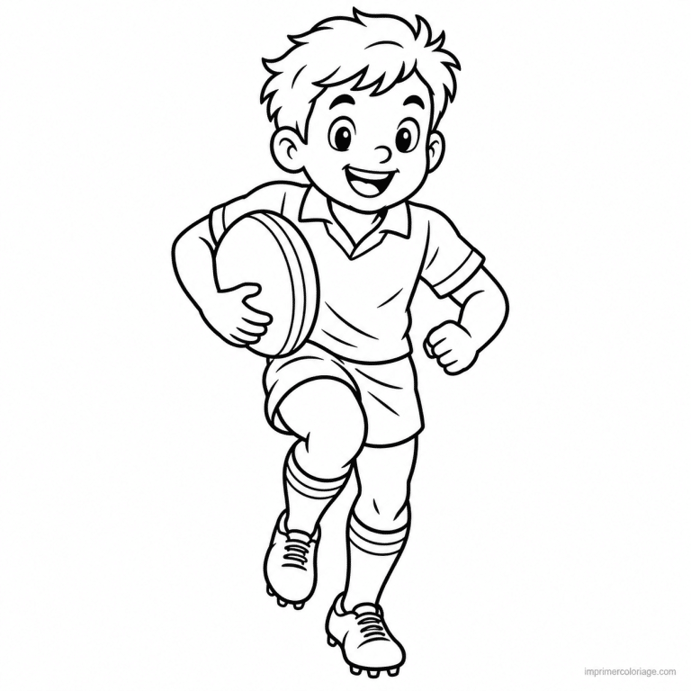 coloriage rugby simple joueur course - dessin gratuit &agrave; imprimer
