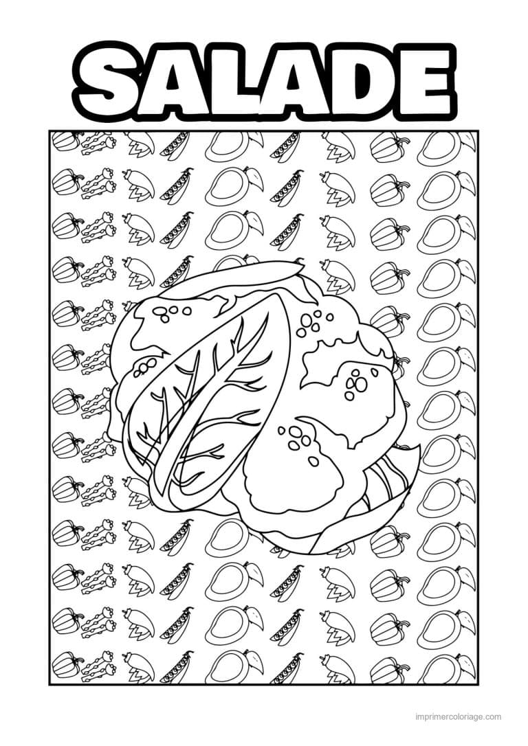 coloriage salade laitue feuilles de salade et de chou - dessin gratuit &agrave; imprimer