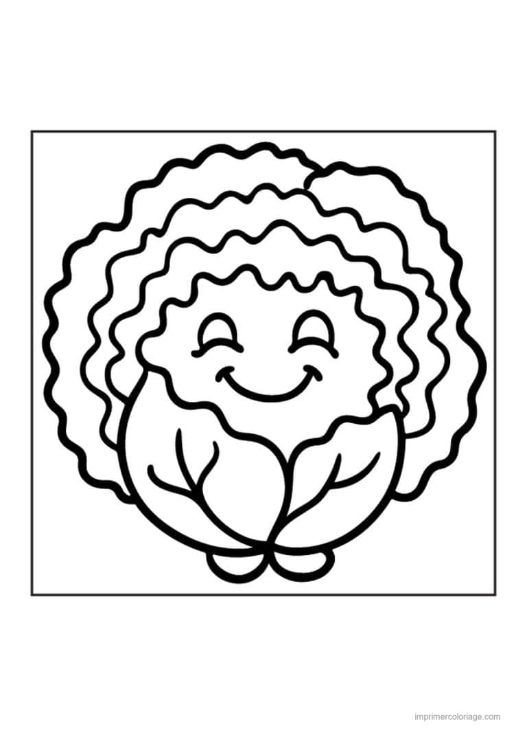 coloriage salade laitue salade frisee kawaii - dessin gratuit &agrave; imprimer