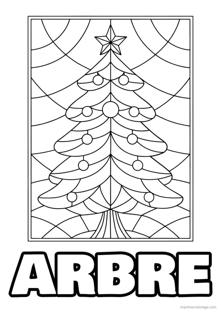 coloriage sapin de noel vitrail - dessin gratuit &agrave; imprimer
