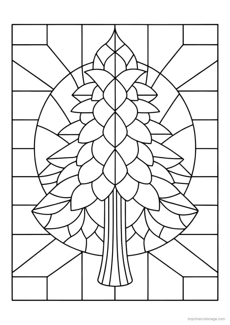 coloriage sapin vitrail - dessin gratuit &agrave; imprimer