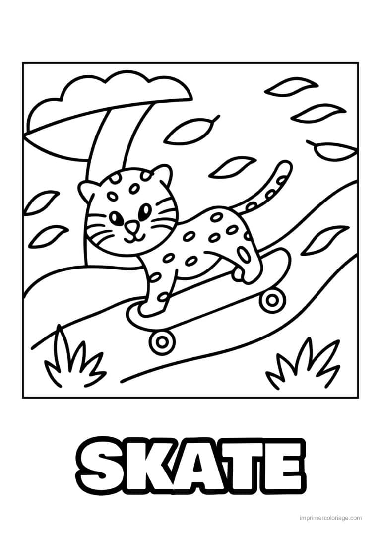 coloriage skateboard guepard skate - dessin gratuit &agrave; imprimer
