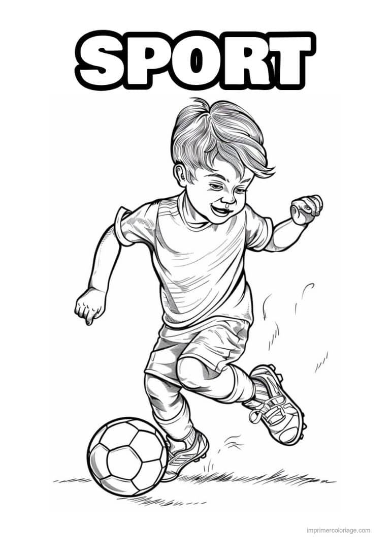 coloriage sport football enfant footballeur 03 - dessin gratuit &agrave; imprimer