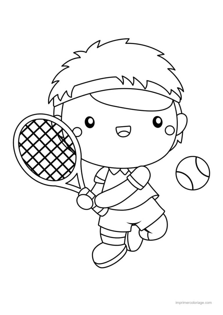 coloriage tennis garcon tennis bandeau - dessin gratuit &agrave; imprimer