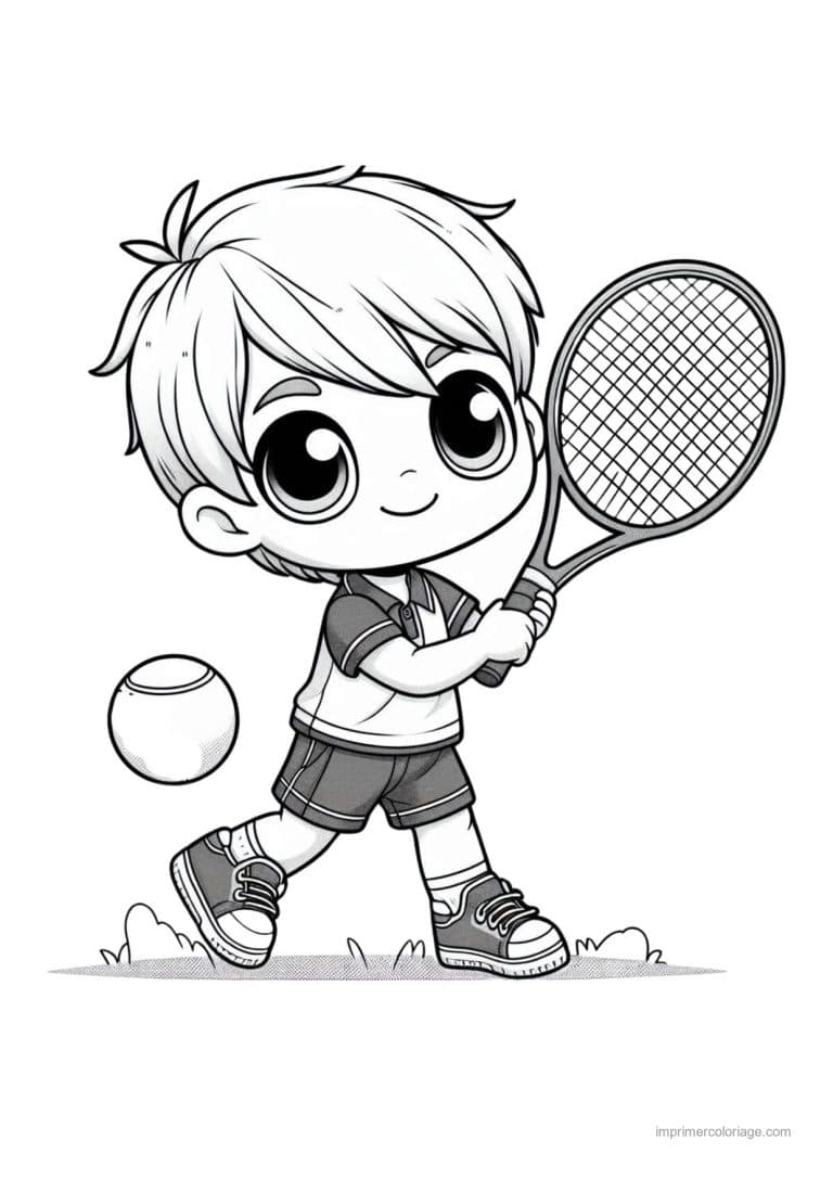 coloriage tennis garcon tennis coup droit - dessin gratuit &agrave; imprimer