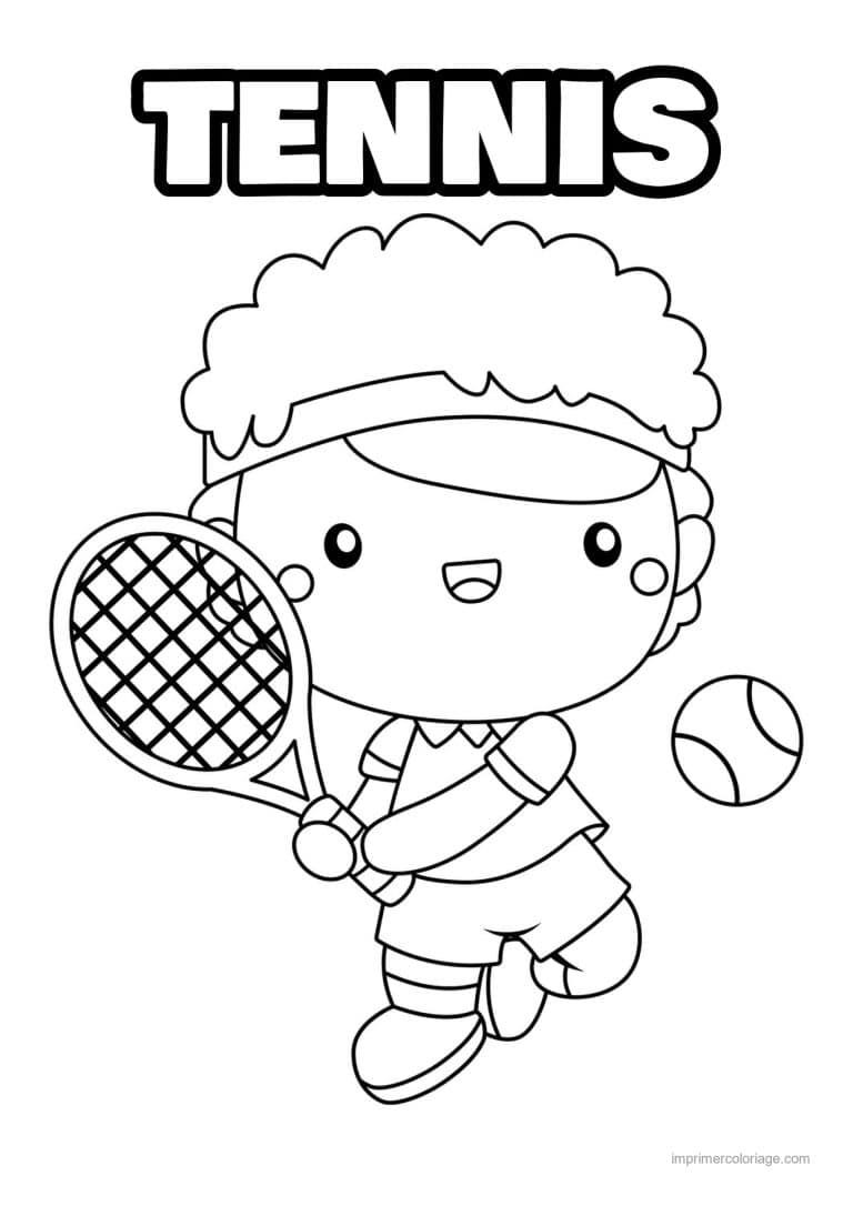 coloriage tennis tennisman raquette balle - dessin gratuit &agrave; imprimer
