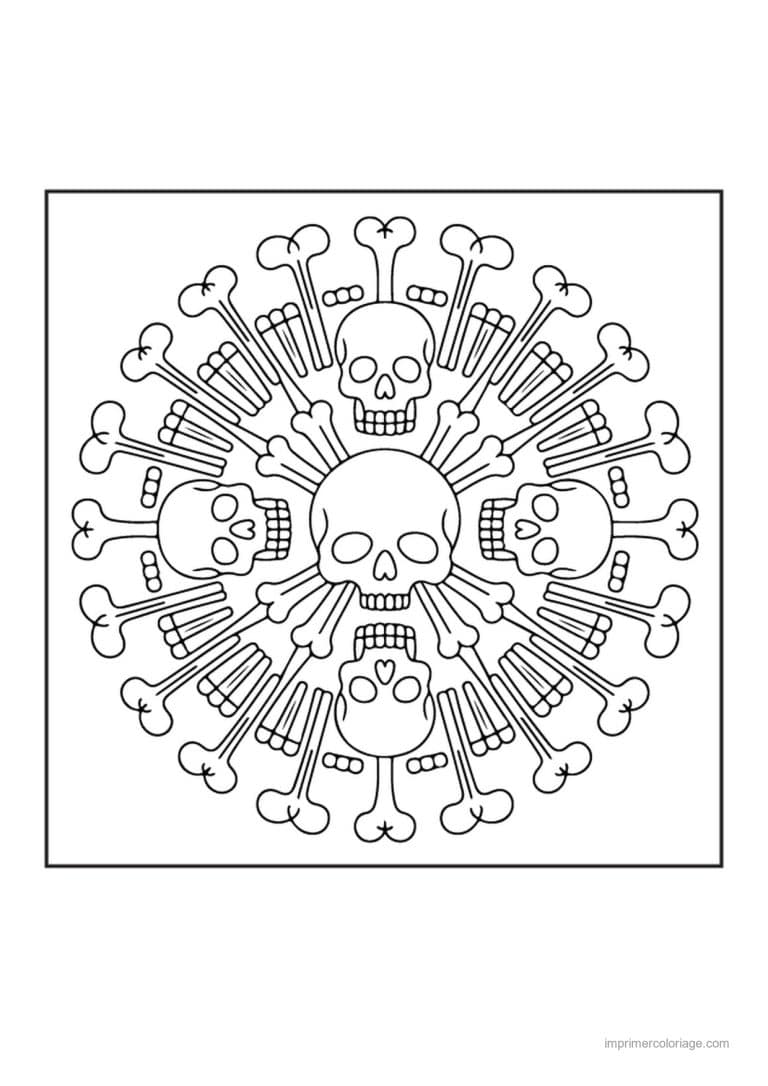 coloriage tete de mort rosace de cranes et d - dessin gratuit &agrave; imprimer