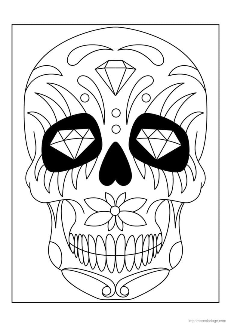 coloriage tete de mort yeux en diamant - dessin gratuit &agrave; imprimer