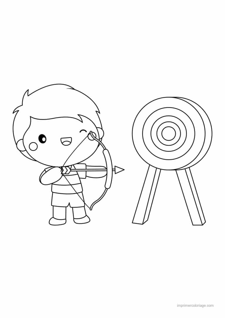 coloriage tir a l arc archer et cible - dessin gratuit &agrave; imprimer