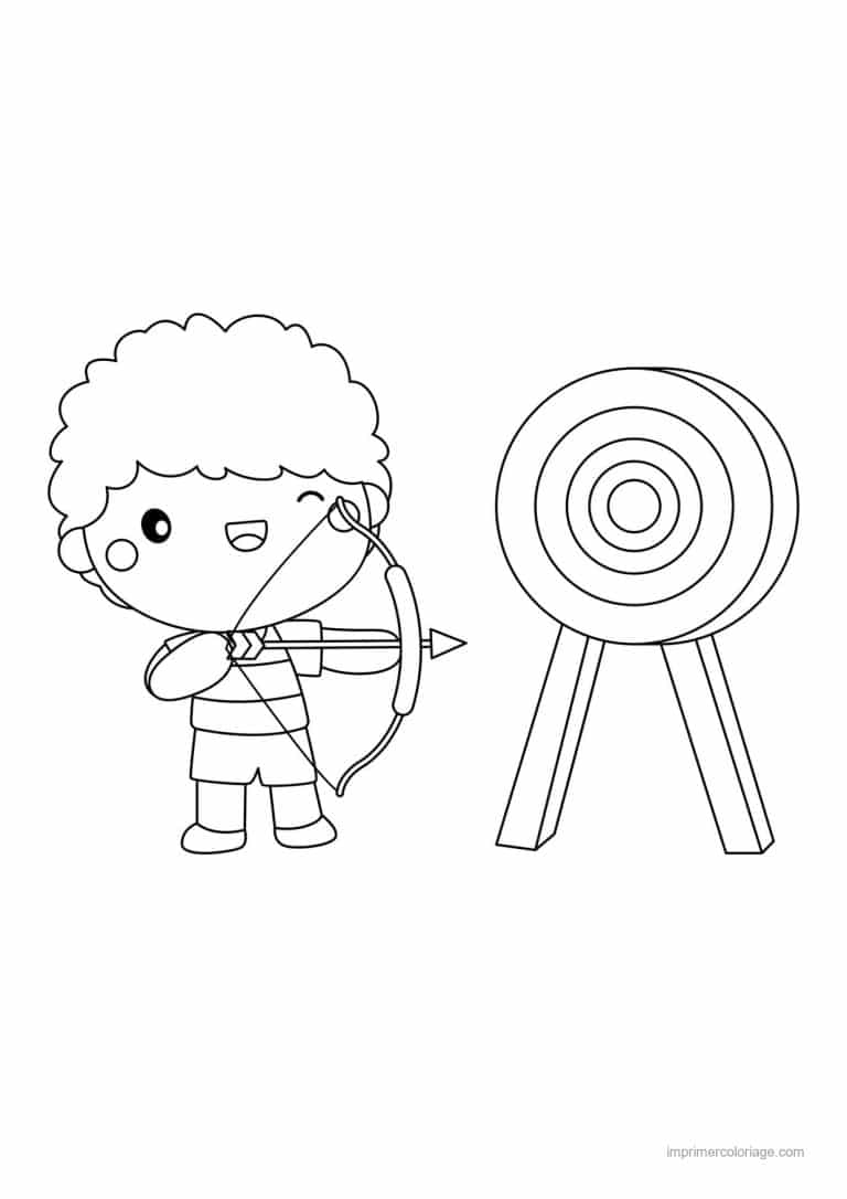 coloriage tir a l arc garcon archer cible - dessin gratuit &agrave; imprimer