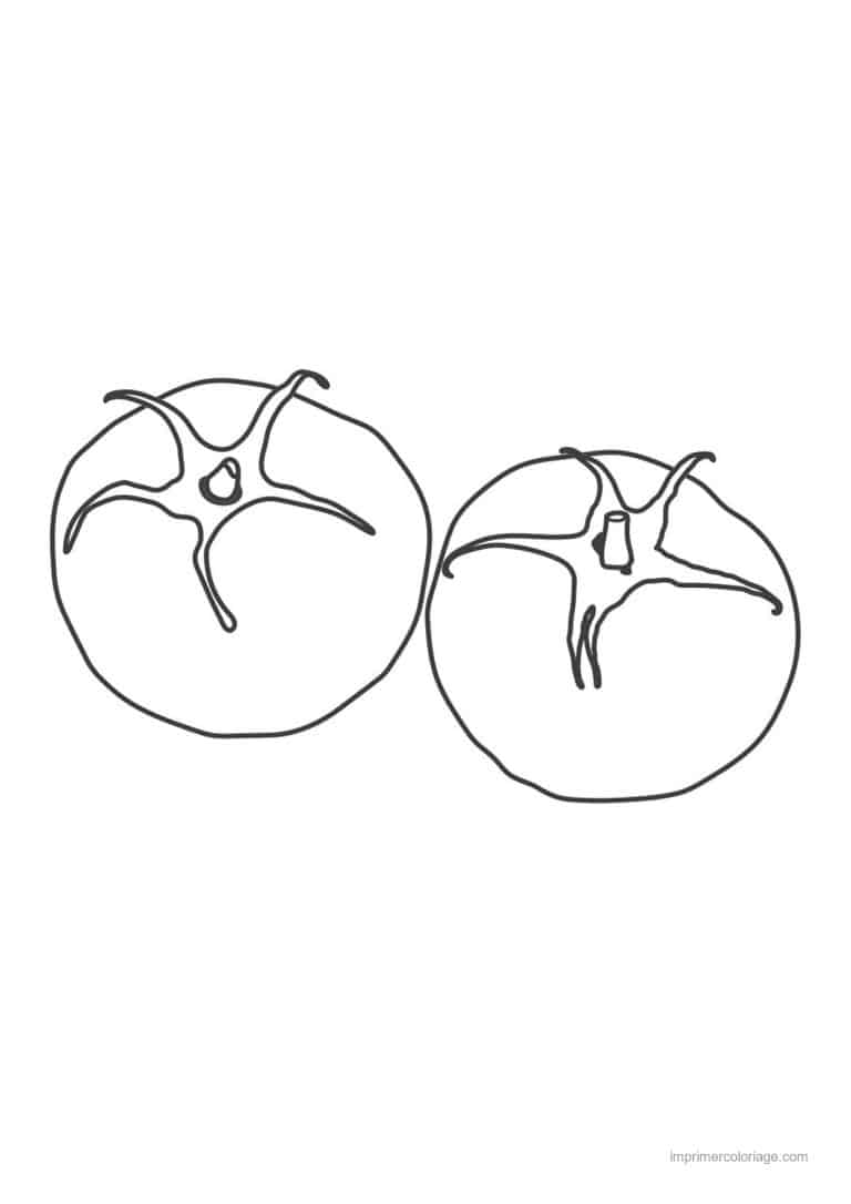 coloriage tomate deux tomates et leur calice - dessin gratuit &agrave; imprimer