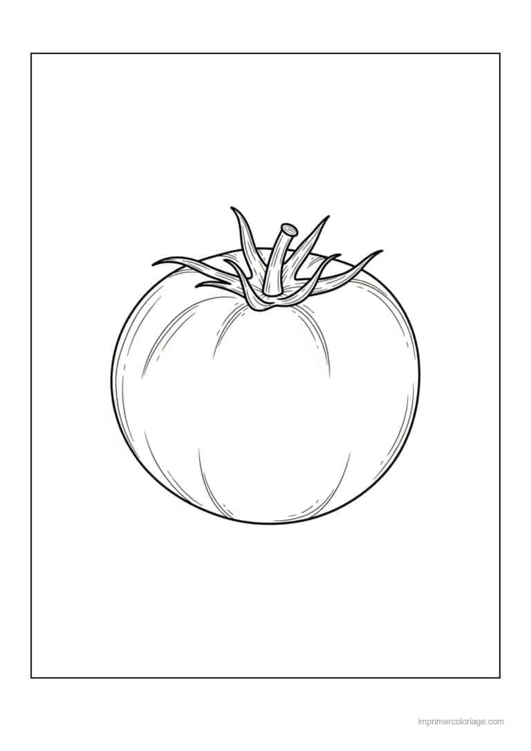 coloriage tomate grosse tomate cotelee - dessin gratuit &agrave; imprimer